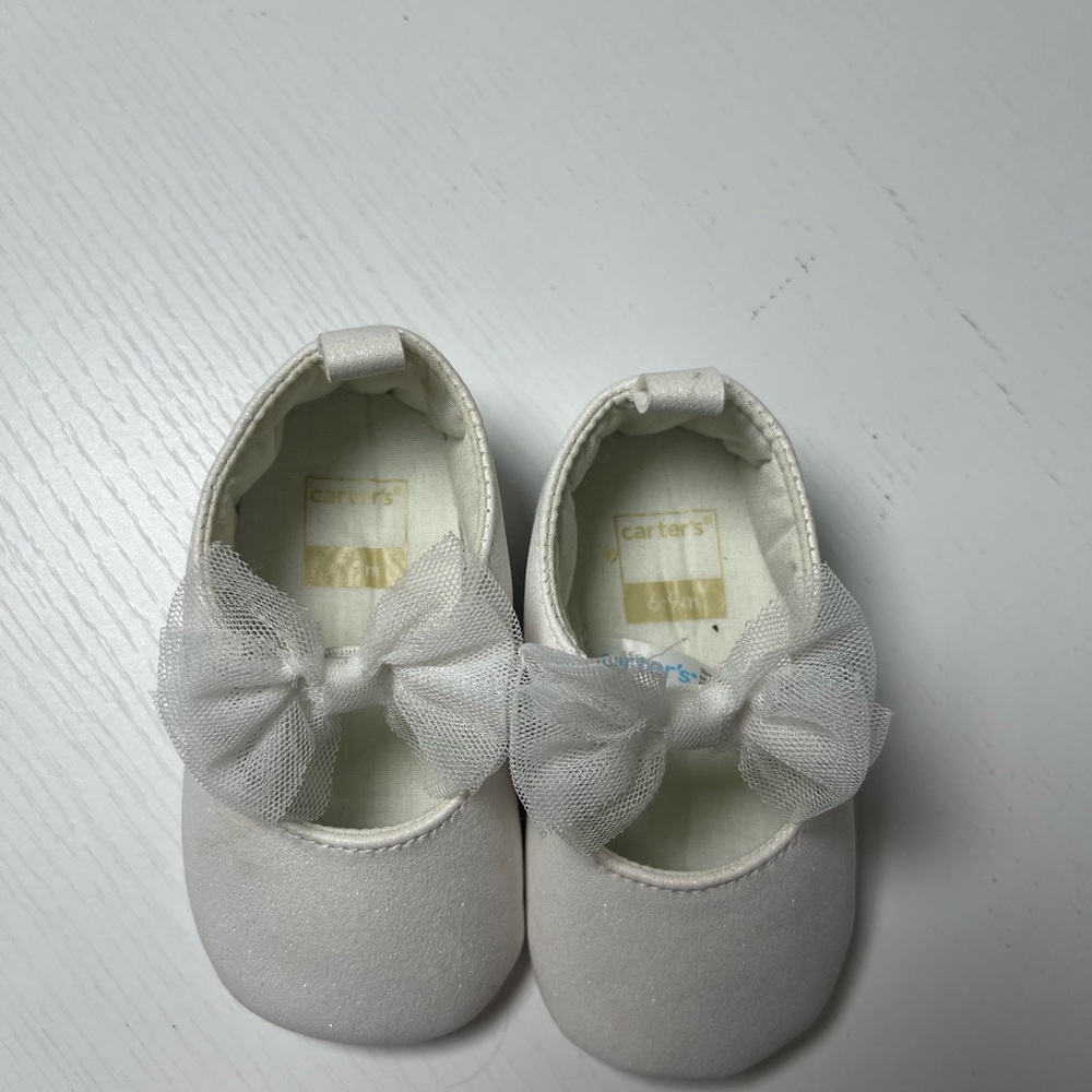 Carter's White Dress Shoes with Tulle Bow - Picture 2 of 3